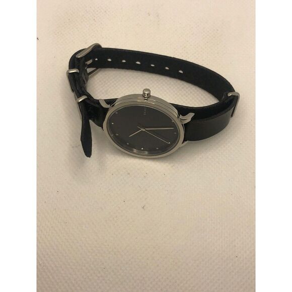 Skagen SKW2582 Women's Black Leather Analog Blue Dial Quartz Genuine Watch OL37 - Picture 7 of 9